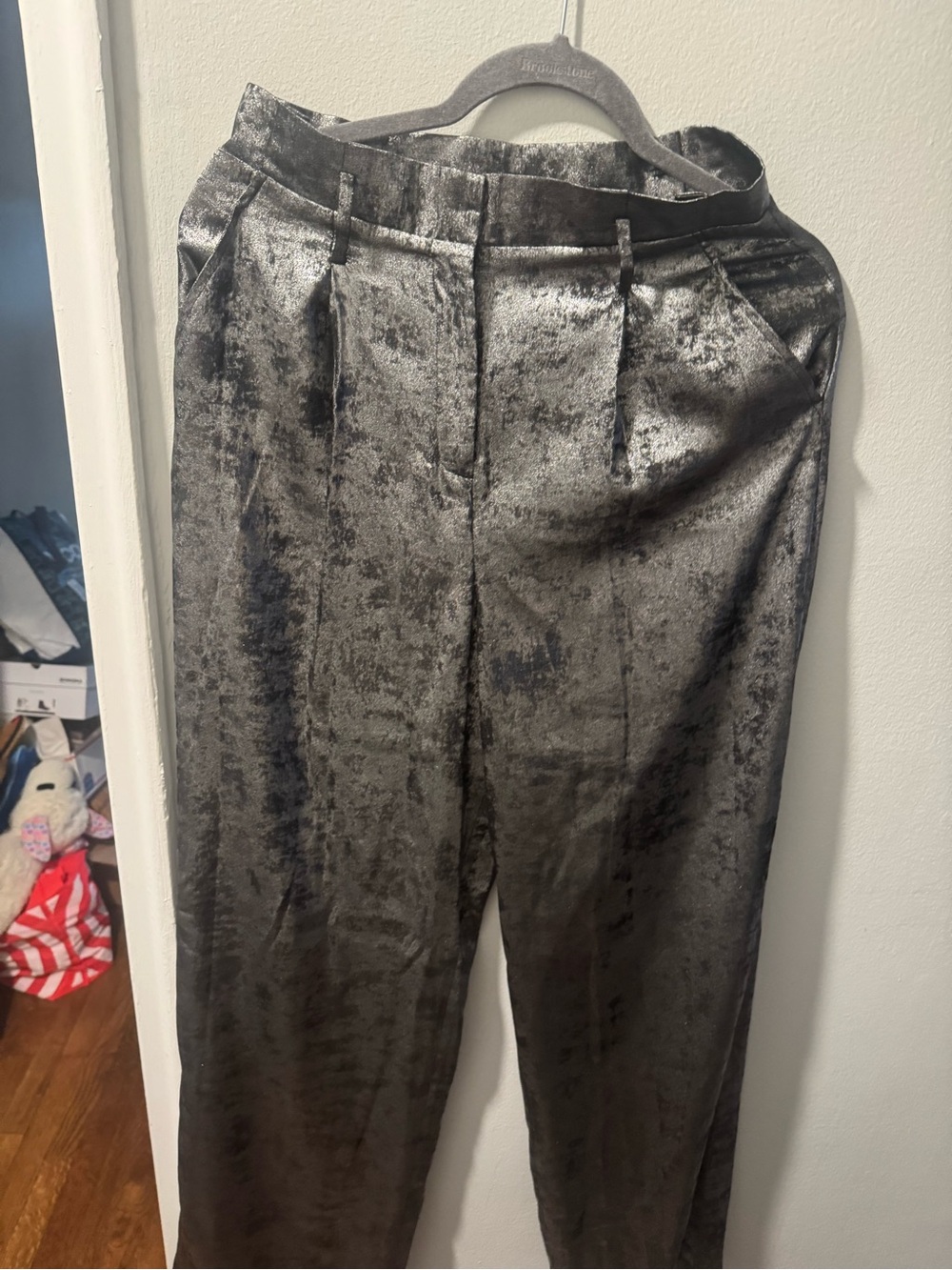 BCBG High-Waist Trousers - Shimmery Charcoal